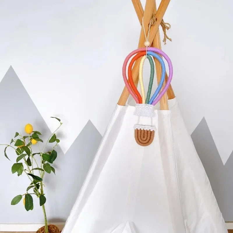 Heamsa Nordic Woven Hot Air Balloon Wall Hanging/ Macrame Rianbow Tapestry