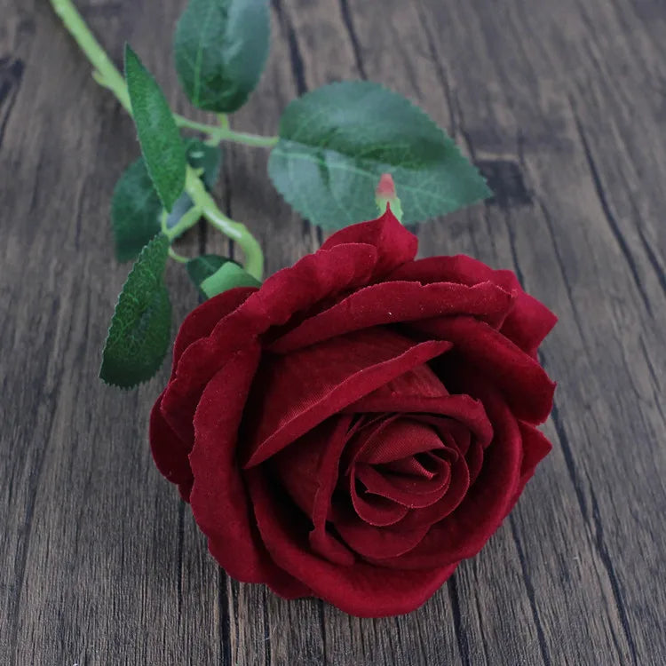 Hemasa 10Pcs Artificial Velvet Rose Flower Branch Wedding Decor Party Scence Layout Bride Holding Flowers Home Decoration Rose Flowers
