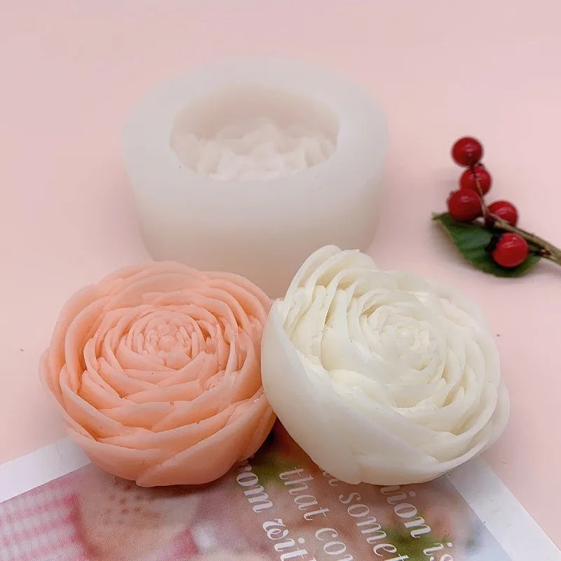 Large Peony Lotus Tulip Flower Candle Mold Handmade Soap Aromatherapy Gypsum Glue Mould Baking Chocolate Molds Home Decor Gifts