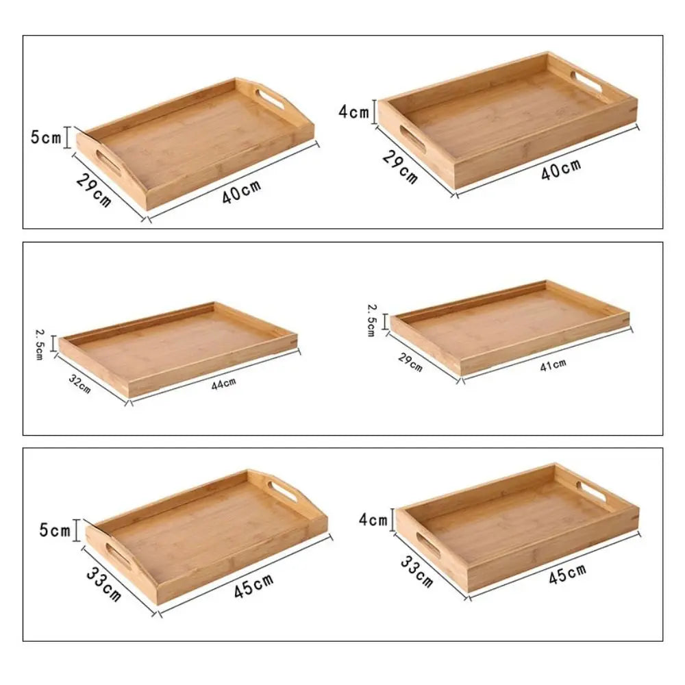 Retro Rectangular Storage Tray household Solid Wood Storage Plate Bamboo Water Cup Plate Home Living Room