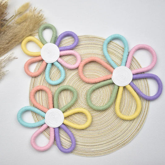 Multi Colorful Daisy Flower Hand Woven Floral Wall Decor Girls