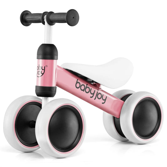 Baby Balance Bike No Pedal Infant 4 Wheels Bicycle-Pink