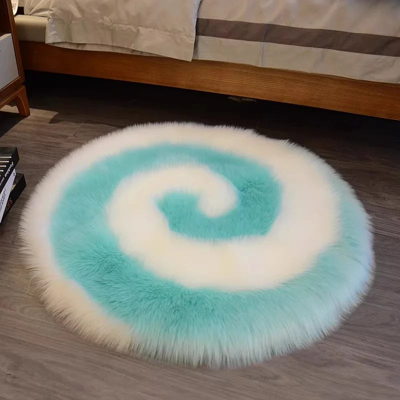 Hemasa Lollipop Style Long Plush Round Rugs, Carpet for Bedroom, Room, Home Decor, Sofa Floor Mat, Fluffy Bedside Area