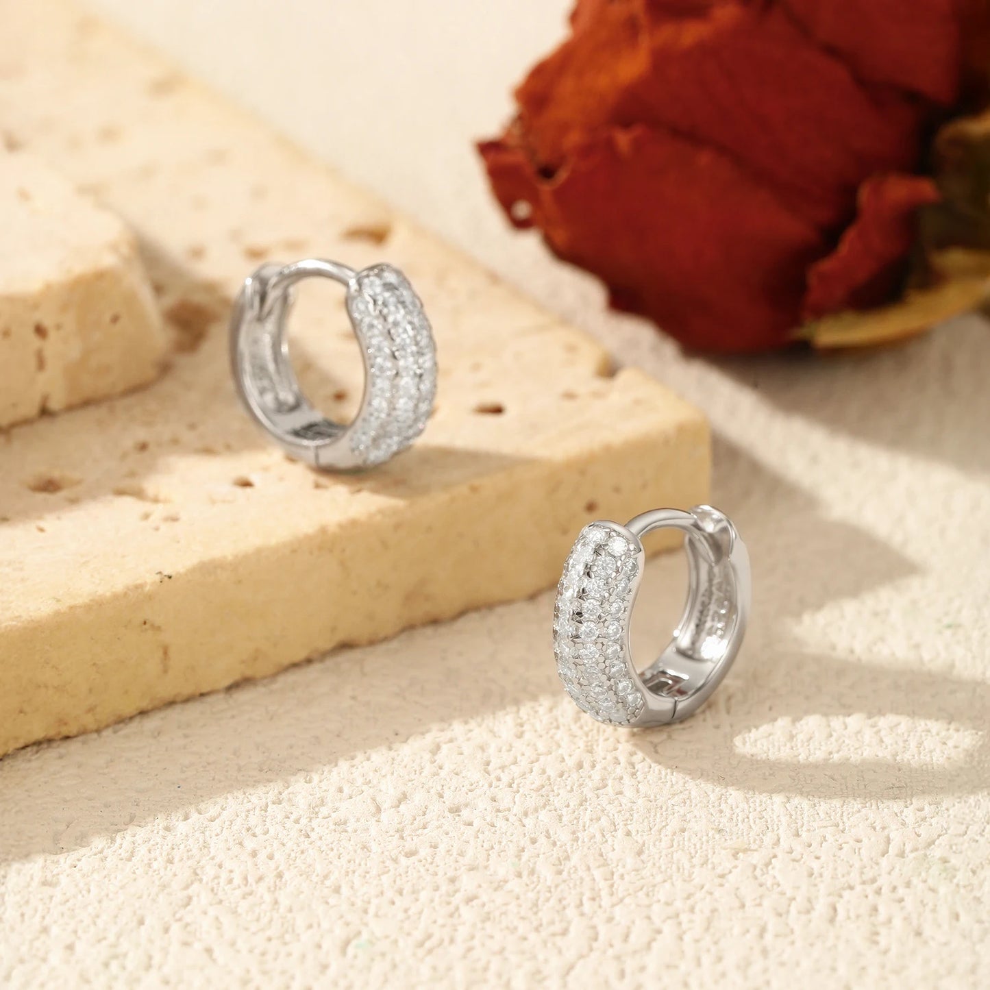 MODIAN D Color Sparkling Moissanite Ear Buckle 925 Sterling Silver Luxury Circle Hoop Earrings For Women Wedding Fine Jewelry