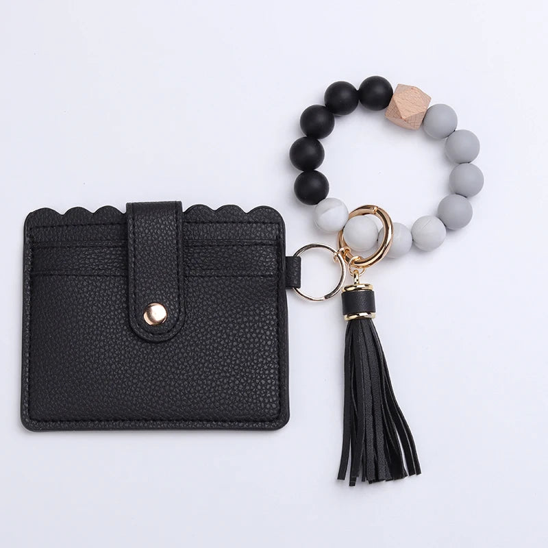 Silicone Bead Bracelet Tassel Pendant Keychain Pendant Cartoon Portable Woman Man Card Bag Multicolor Key Chain Gifts