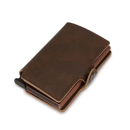 New Minimalist Male Leather Wallet RFID Protection Pop-up Card Holder Hot Christmas Gifts For Woman Purse Money Clip