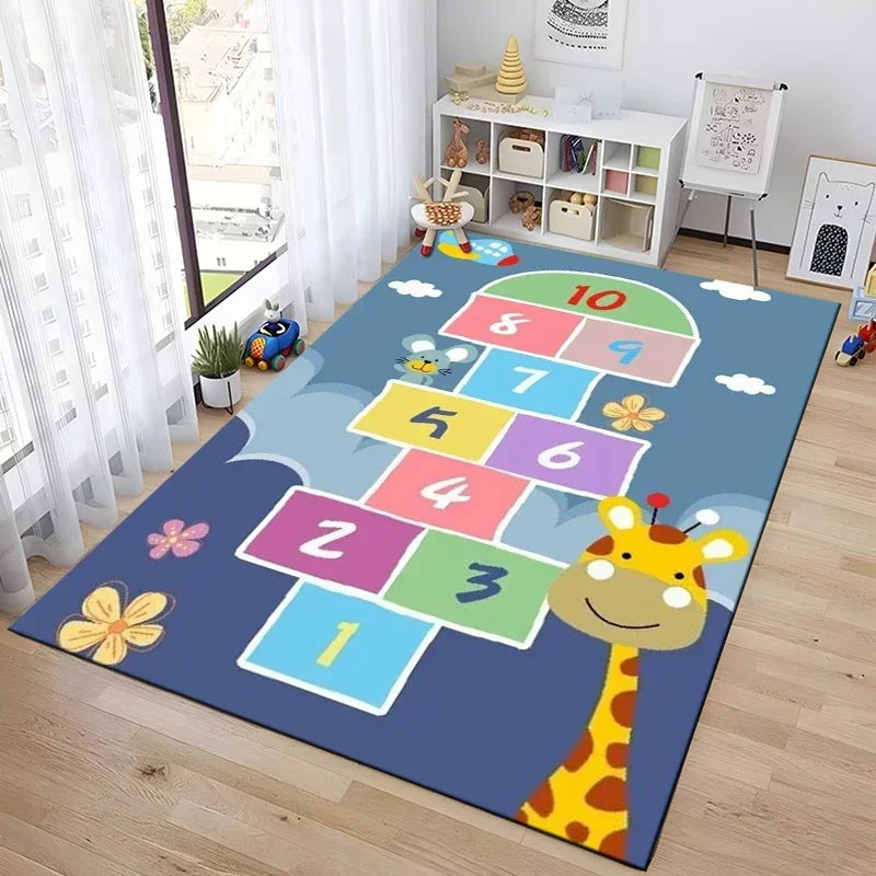 Tejesa Hopscotch Indoor Cartoon Parent-child Game Decoration Carpet Bedroom Bedside Children's Number Game Room Decoration Floor Mat