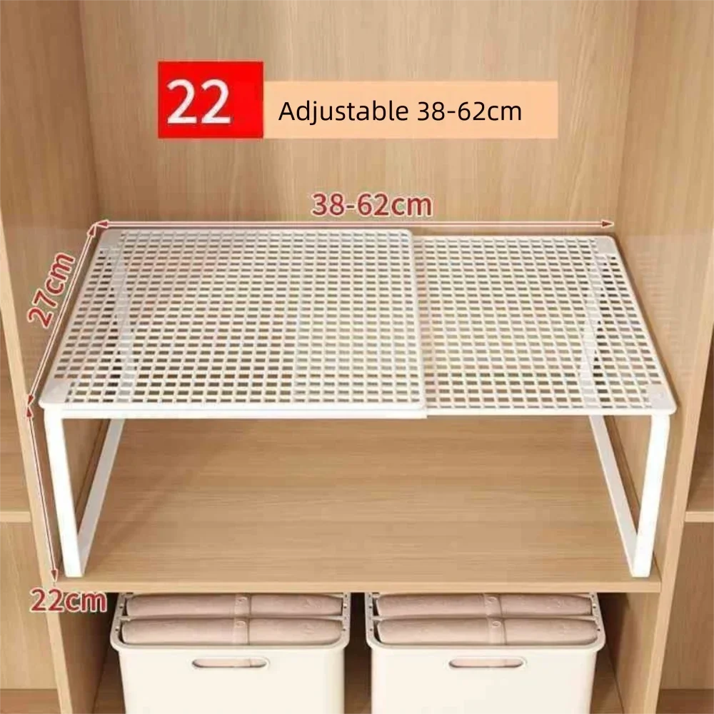 DIY Metal Closet Shelf Adjustable   Wardrobe Organizer Expandable Retractable Stackable Shelves Bathroom