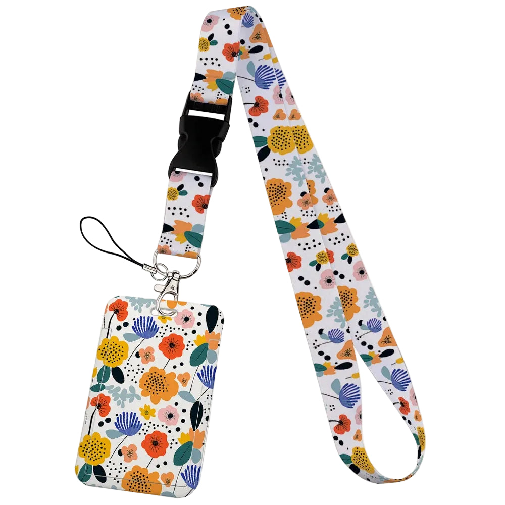 Tejesa  Flower design Lanyard Business Credit Card Holder/ Neck Strap Keychain Hang Rope ID Badge Holder