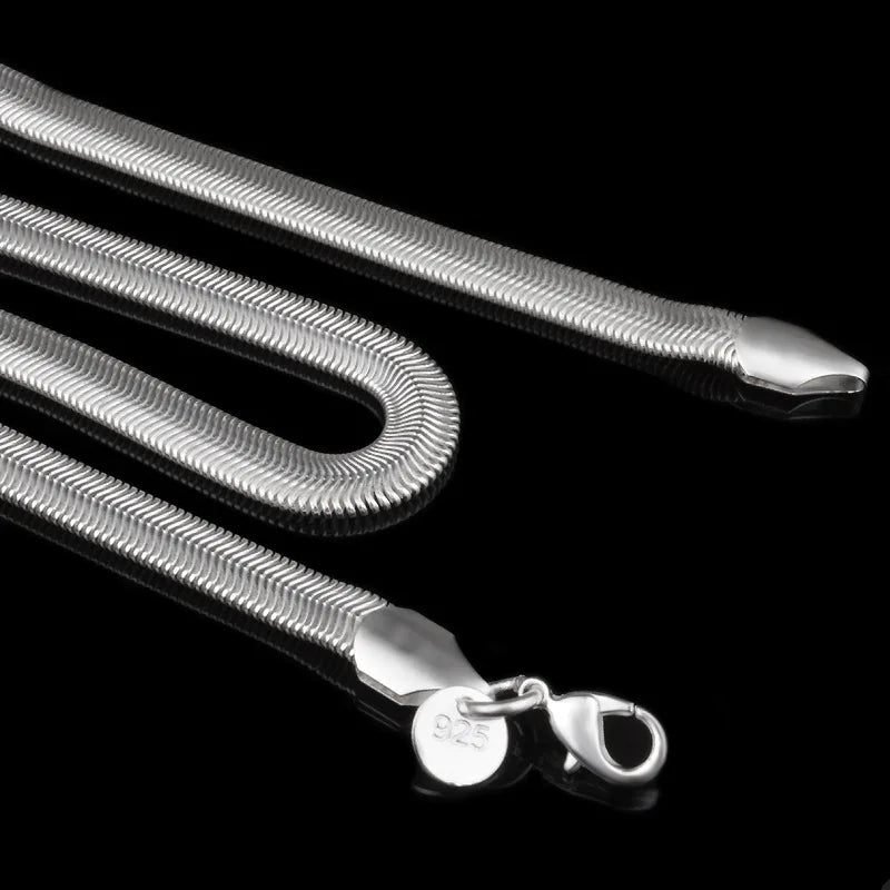 Hemasa  925 Sterling Silver Smooth Snake Man Necklace Chain With Lobster Clasp