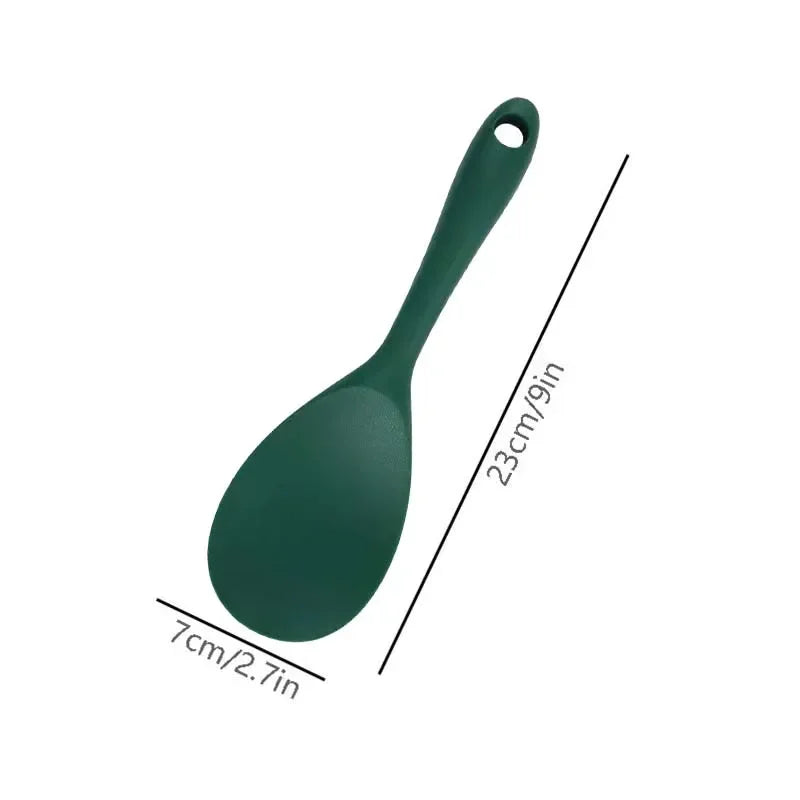 Hemasa Hanging Silicone Rice Spoon Kitchen Ladle Non-stick Saucepan Electric Rice Cooker Cooking Scoop with Holes Household Items