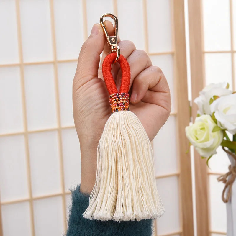 Hemasa   Hand Woven Key Chain Millet Bead Accessories Tassel Key Chain Bag Pendant Accessories Jewelry Dropshipping