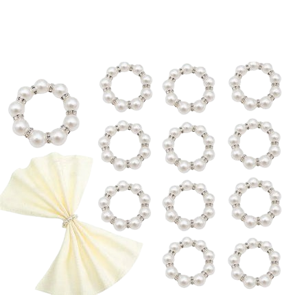 Hemasa 100/200Pcs Wedding Pearl Napkin Rings