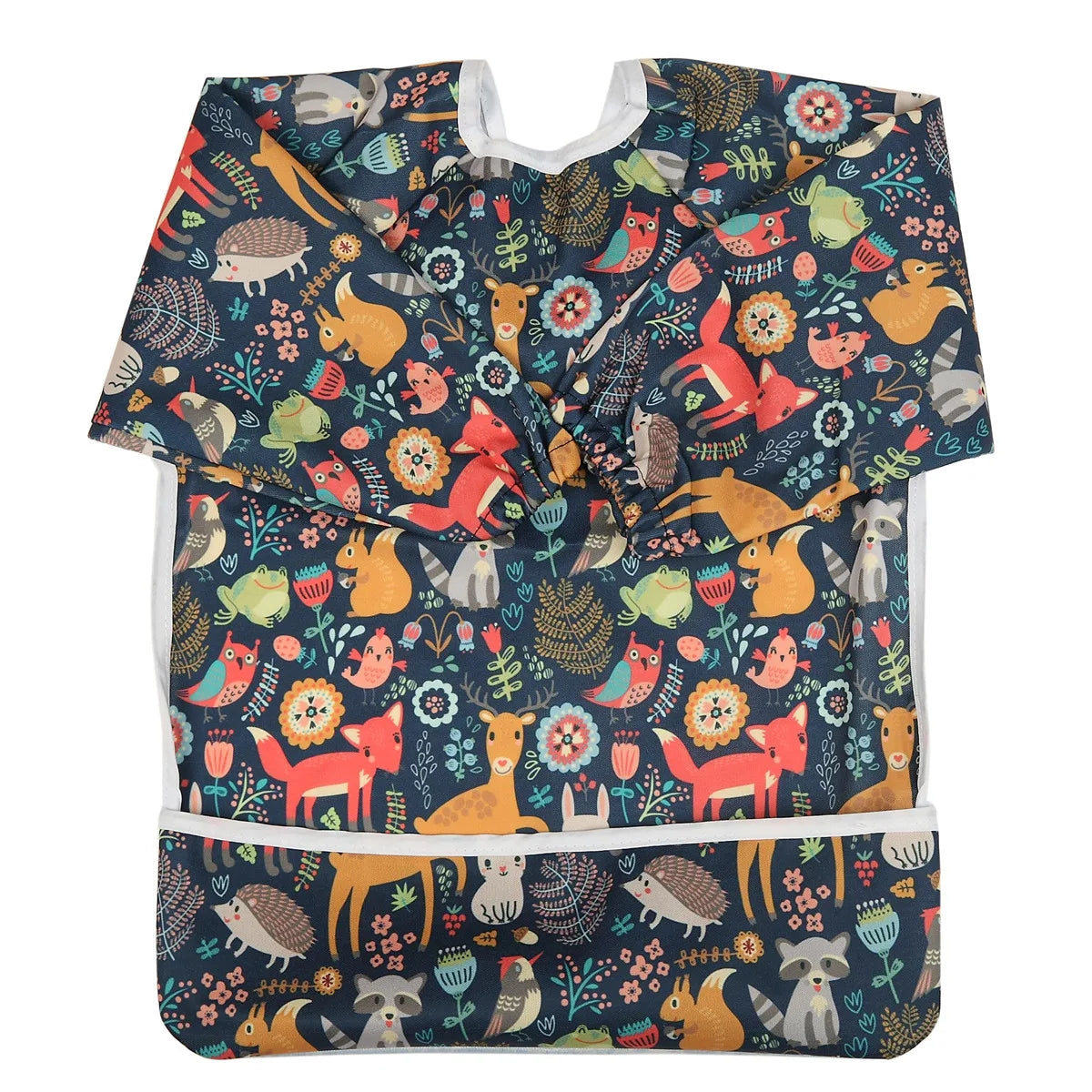 [Sigzagor] 1 Baby Bib Feeding Waterproof Long Sleeve Shirt Toddler Painting Drawing With Pocket 1-3 years old