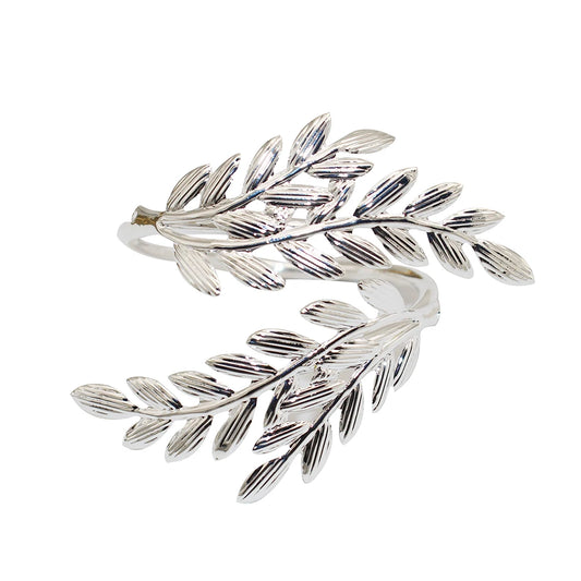 Hemasa 6Pcs Silver Leaf Napkin Rings Metal Napkin Rings Holder for Wedding Decorations Kitchen Dining Table Decor HWL88
