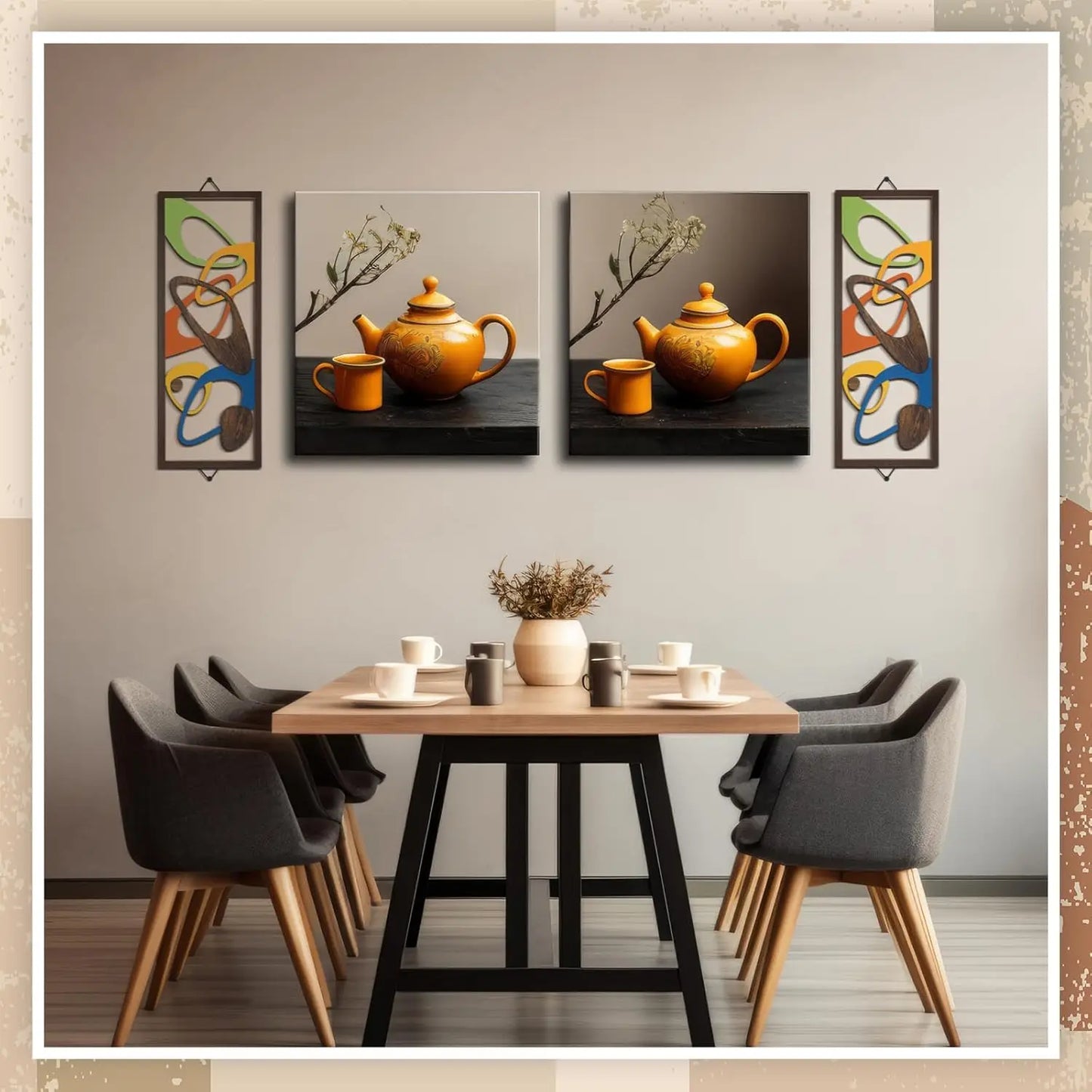 Hemasa 2Pcs 40cm Modern Decor Elegance Wall Accents Wood Abstract Decor Geometric Panels for Interior Panel Wood Art Home Living Room