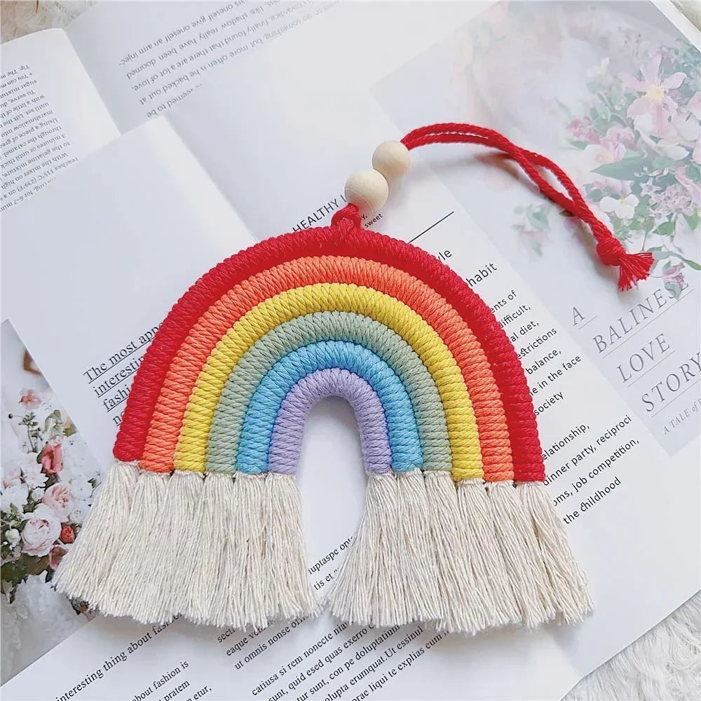 Hemasa Handmade Woven Cotton Rainbow Tassels Children'S Room Wall Hanging Holiday Decoration