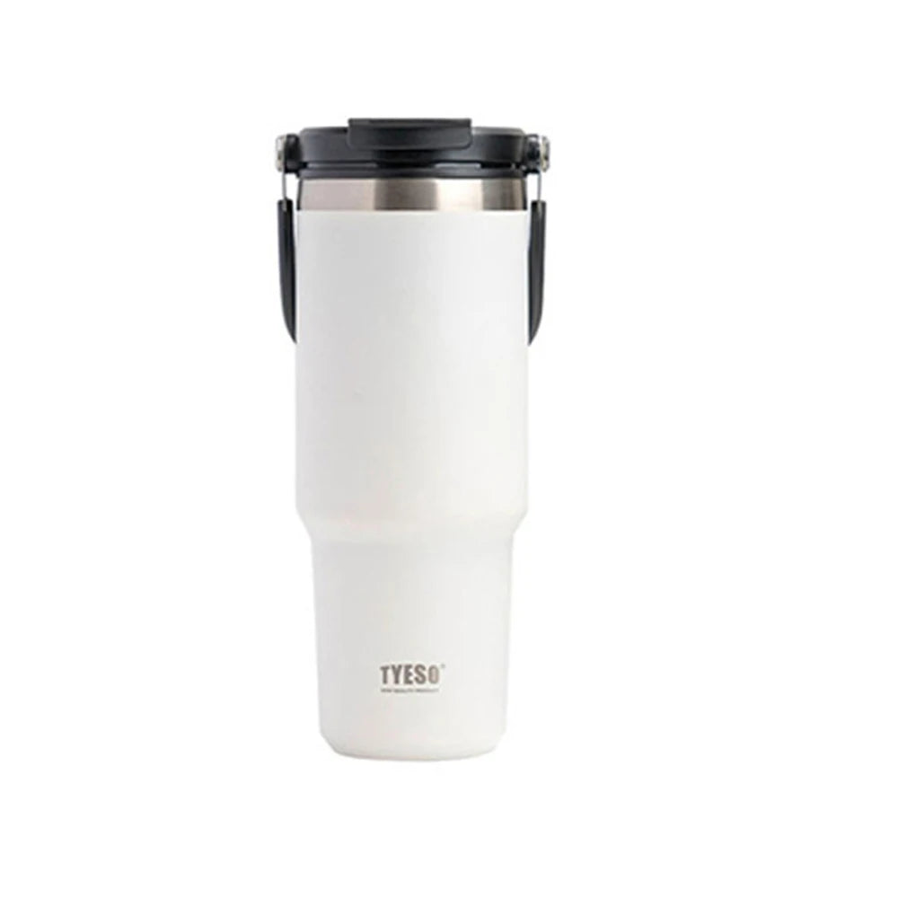 Tyeso 1200ml 40oz Tumbler With Handle and Silicone Coaster Coffee Cup Stainless Steel Vacuum Thermal Insulated Mug Cold Storage