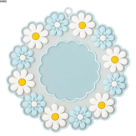Hemasa set of 4 Silicone Tableware Insulation Mat Coaster Heat-insulated Bowl Flower Style Sweety Placemat for Home/Decor/Desktop
