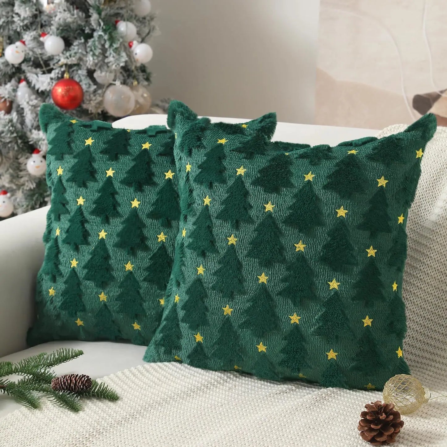 1pc Christmas Decorative Throw Cushion Set - Knitted Christmas Tree/Christmas Santa Pattern for Living Room Sofa Cushion Cover