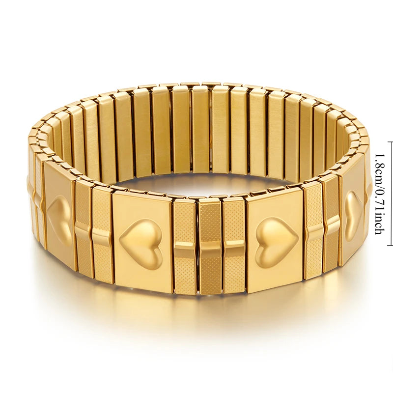 Tejesa  Stainless Steel Gold Plated  Pearl Elastic Bracelet Women /Girls