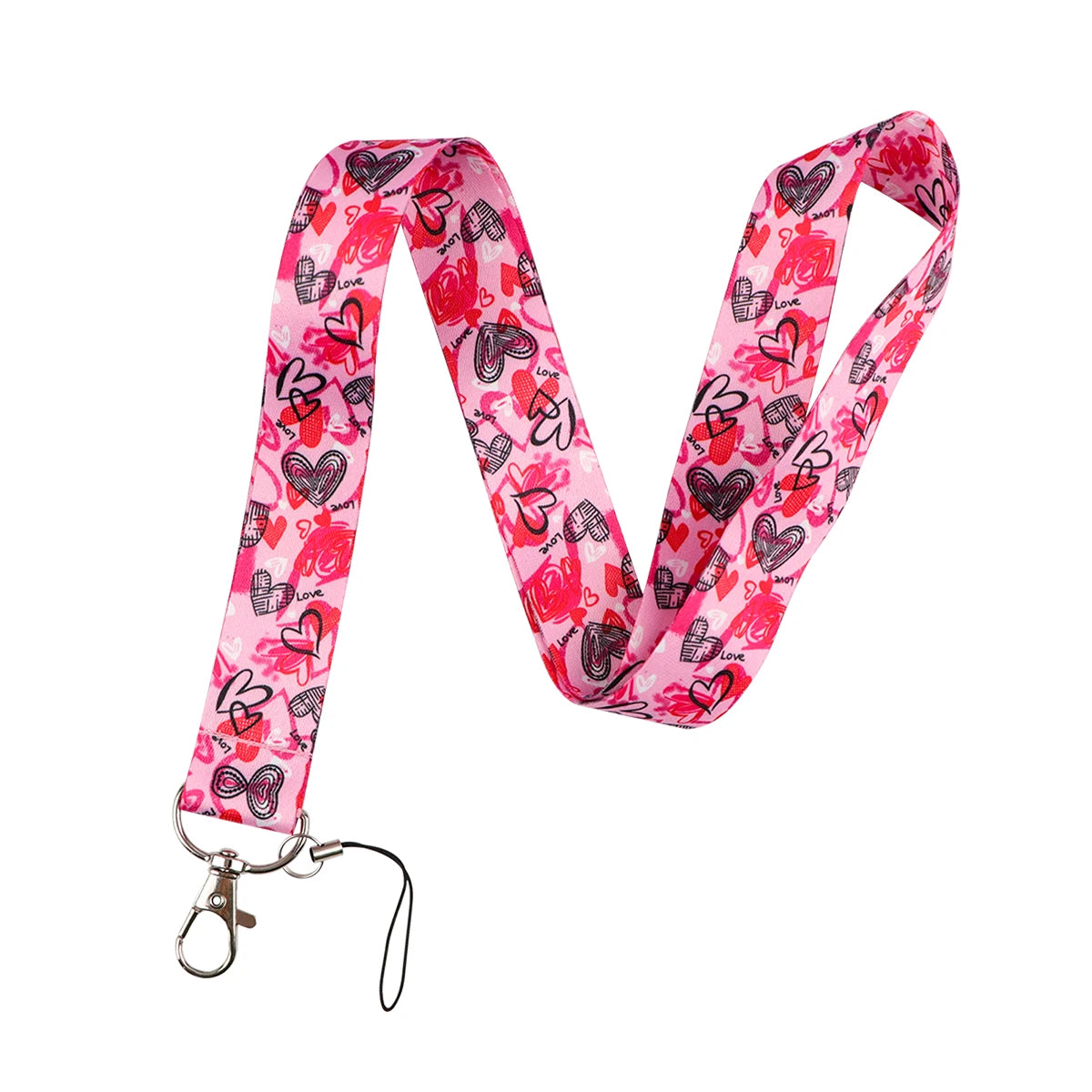 Tejesa Heart Lanyard Simple Style Neck Strap for Key ID Card Cell Phone Straps Badge Holder DIY Hanging Rope Neckband Accessories