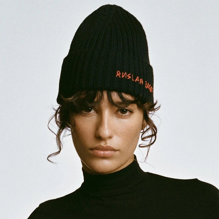Unisex Thick Warm Wool Embroidered Knit Beanie Hat Soft Cozy Winter Cap for Women Cold Weather