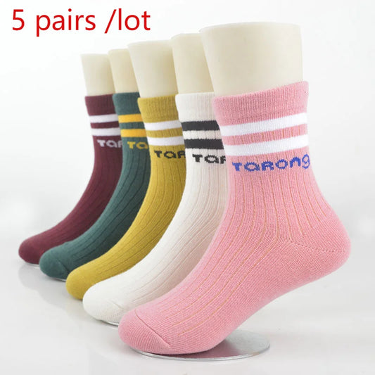 5 Pairs Boys Girls Cotton Breathable Socks Children Ankle Short SockBaby Kids Toddler Dancing Stockings 1-15Years Old