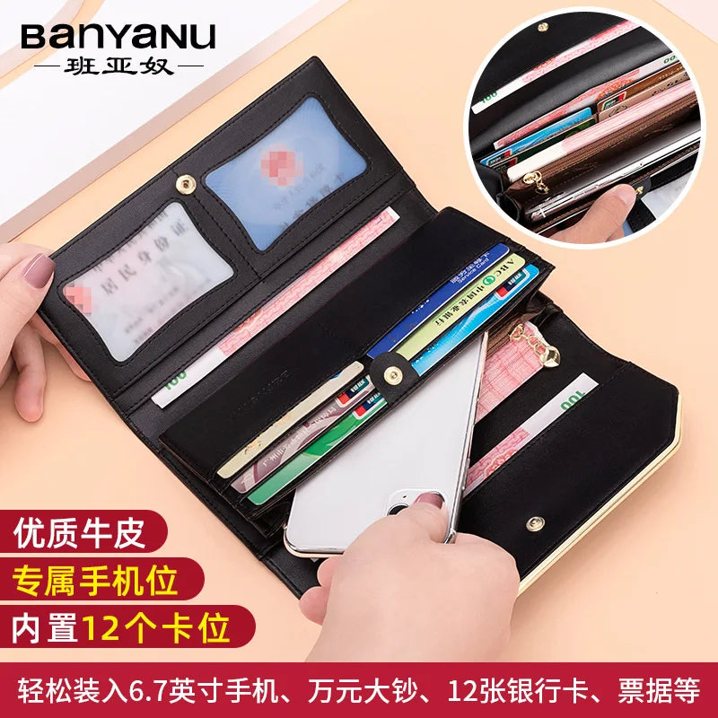 Fashion Women's Wallet Credit Card Holder High Quality PU Leather Wallet For Women Luxury Long Hasp 3 Fold Coin Purses Female