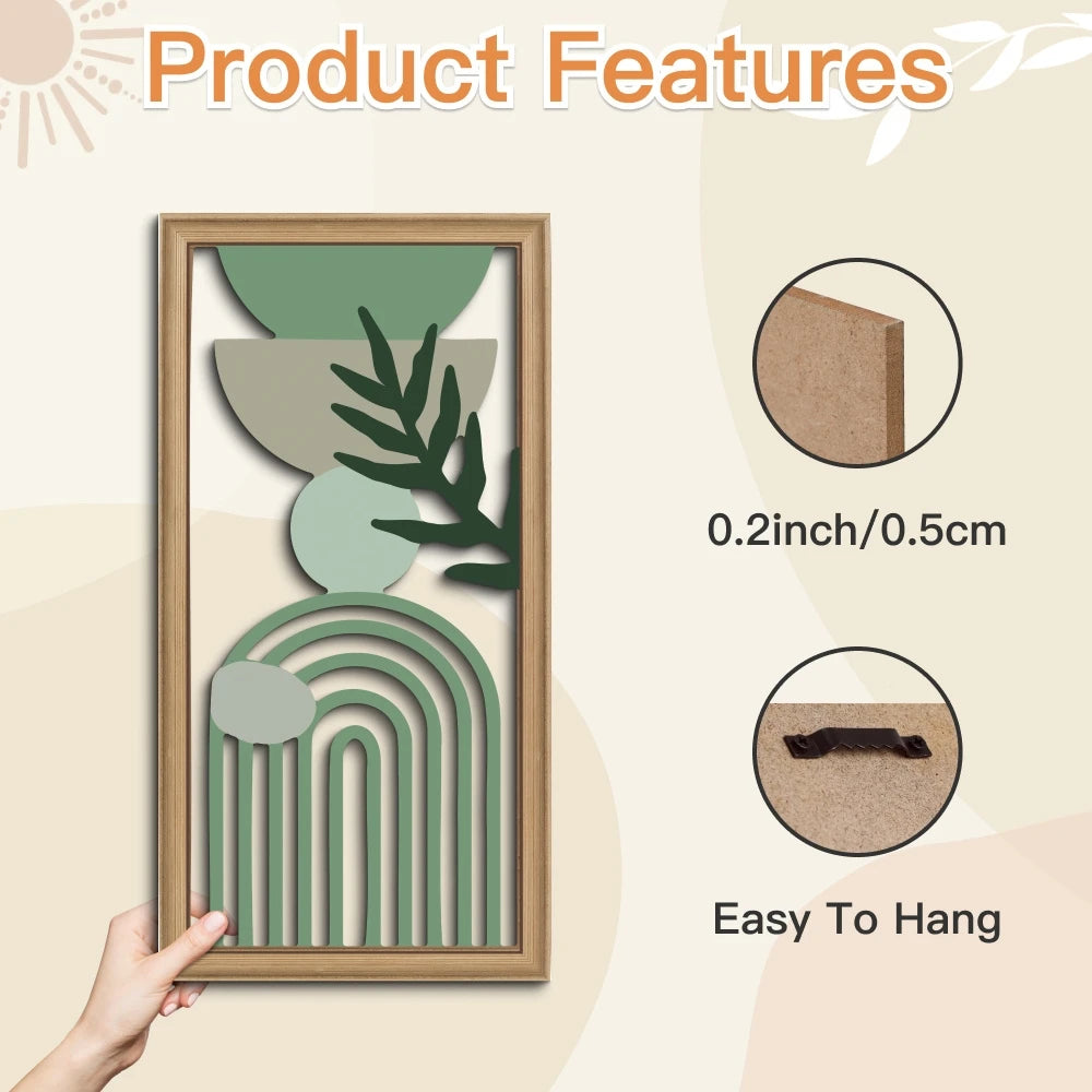 Hemasa 3pcs Boho style Hollow Wood Retro Rustic Leaf Pattern Wall Hanging Art Living Room Bedroom Wall Hanging Home Decoration