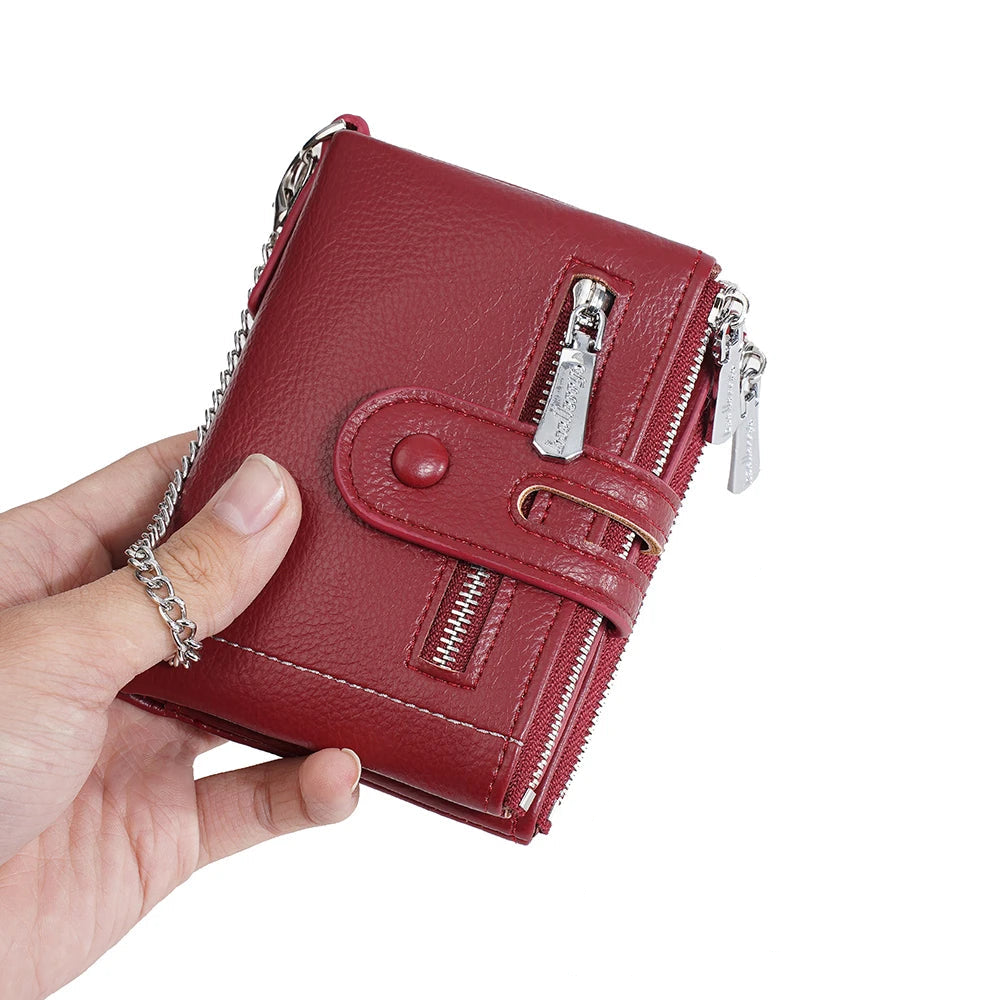 Tejesa  Women's Wallet with Keychain Strap, Multi Card Holder & Coin Zip Pocket, Ins Style Short Bifold Wallet for Wo