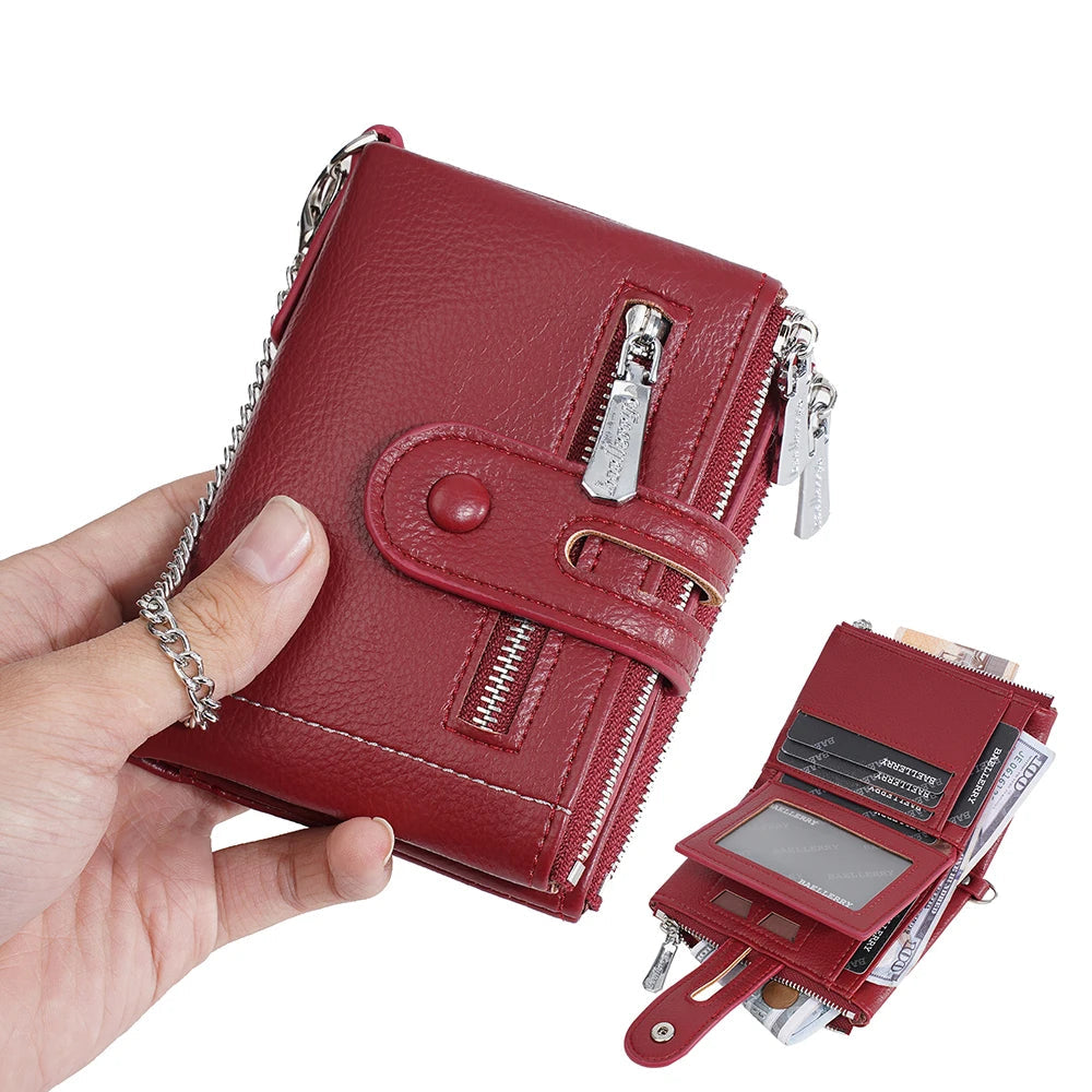 Tejesa  Women's Wallet with Keychain Strap, Multi Card Holder & Coin Zip Pocket, Ins Style Short Bifold Wallet for Wo