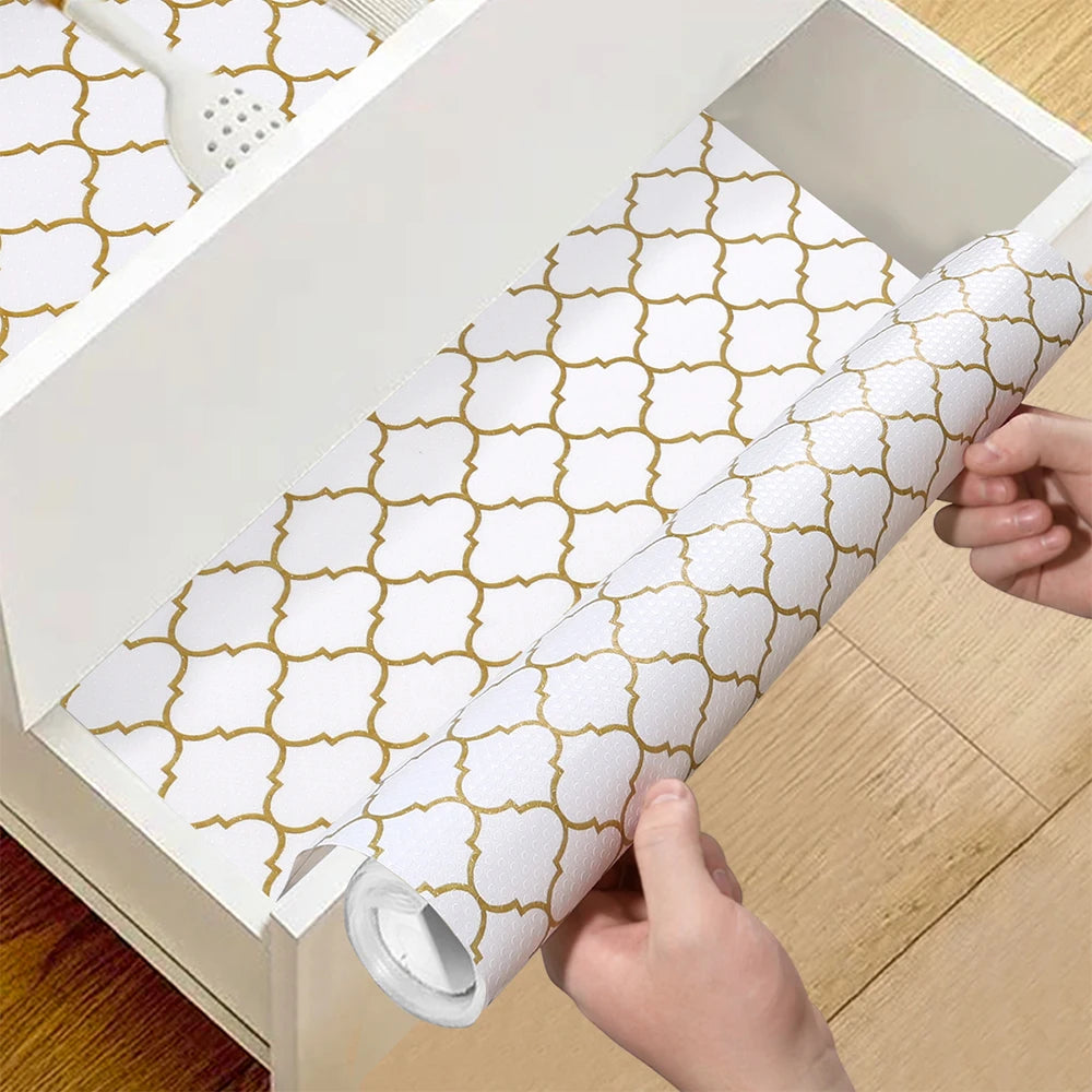Tejesa 30x130CM Non-Adhesive Kitchen Cabinets Shelf Liner Non-slip Waterproof Drawer Liners for Cupboard Dresser Bathroom Kitchen
