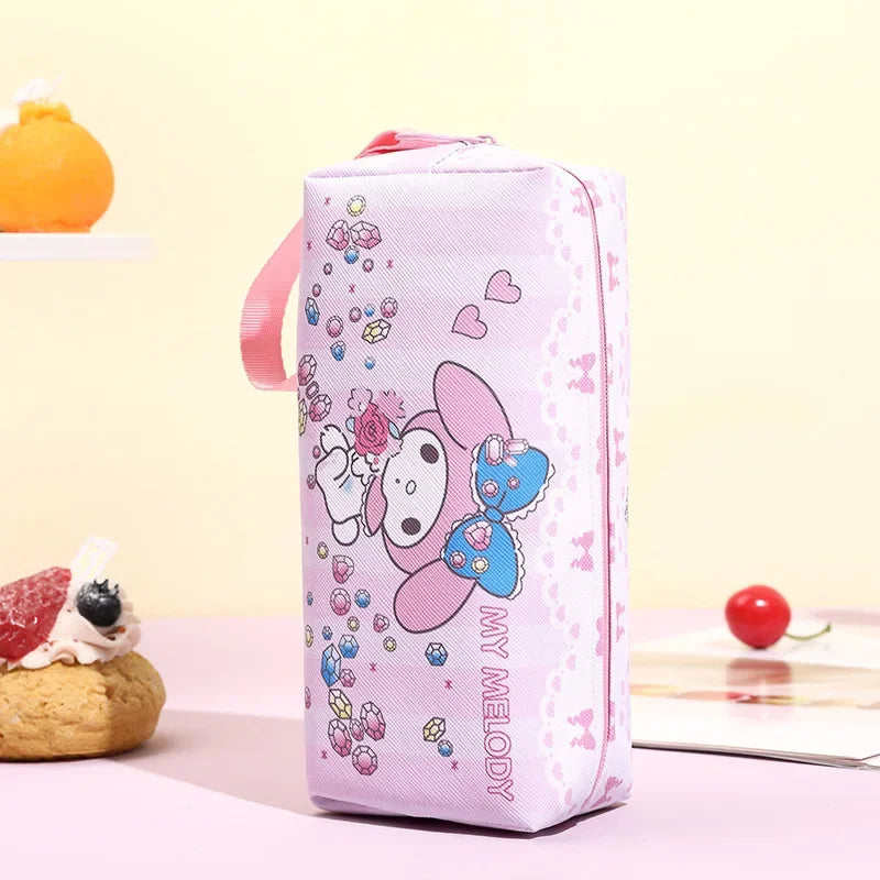 Sanrio Student Pencil Case for Girl Women Cinnamoroll Hello Kitty Kuromi Melody Storage Bag Waterproof Portable Cosmetic Bag