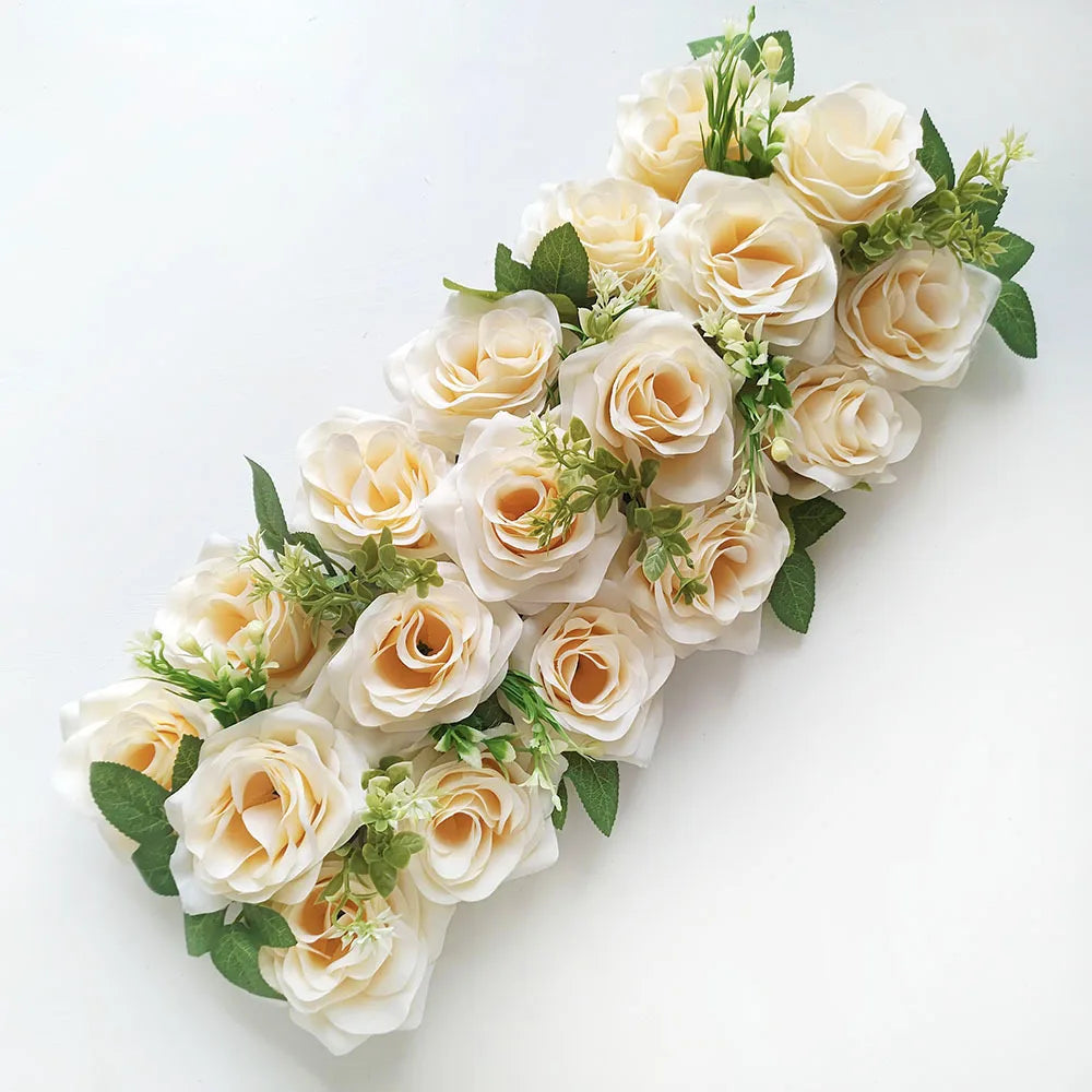 50cm Rose  Artificial Flower Row Wedding Decoration Flower Wall Backdrop Garland Home Party Decor Photo Props Background