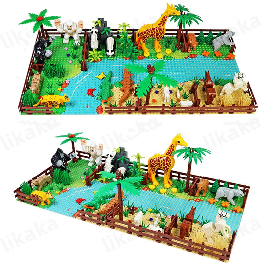 MOC Zoo Animals Building Blocks Set for Kids Montessori Toys Gift Compatible Classic Wild Animals Blocks City Friends Bricks