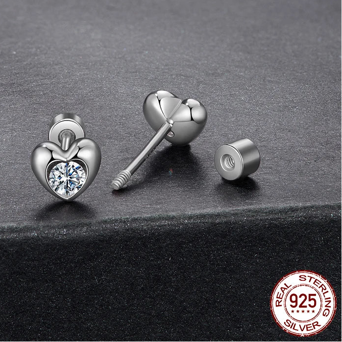 Tejesa Classic Heart Moissanite Screw-back Earring  for Women