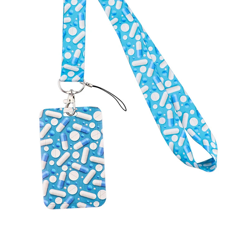 Dentist Doctor Nurse Cartoon Credential Neck Strap Lanyards Keychain ID Card Pass Hang Rope Lariat Key Chain Ring Badge Holder