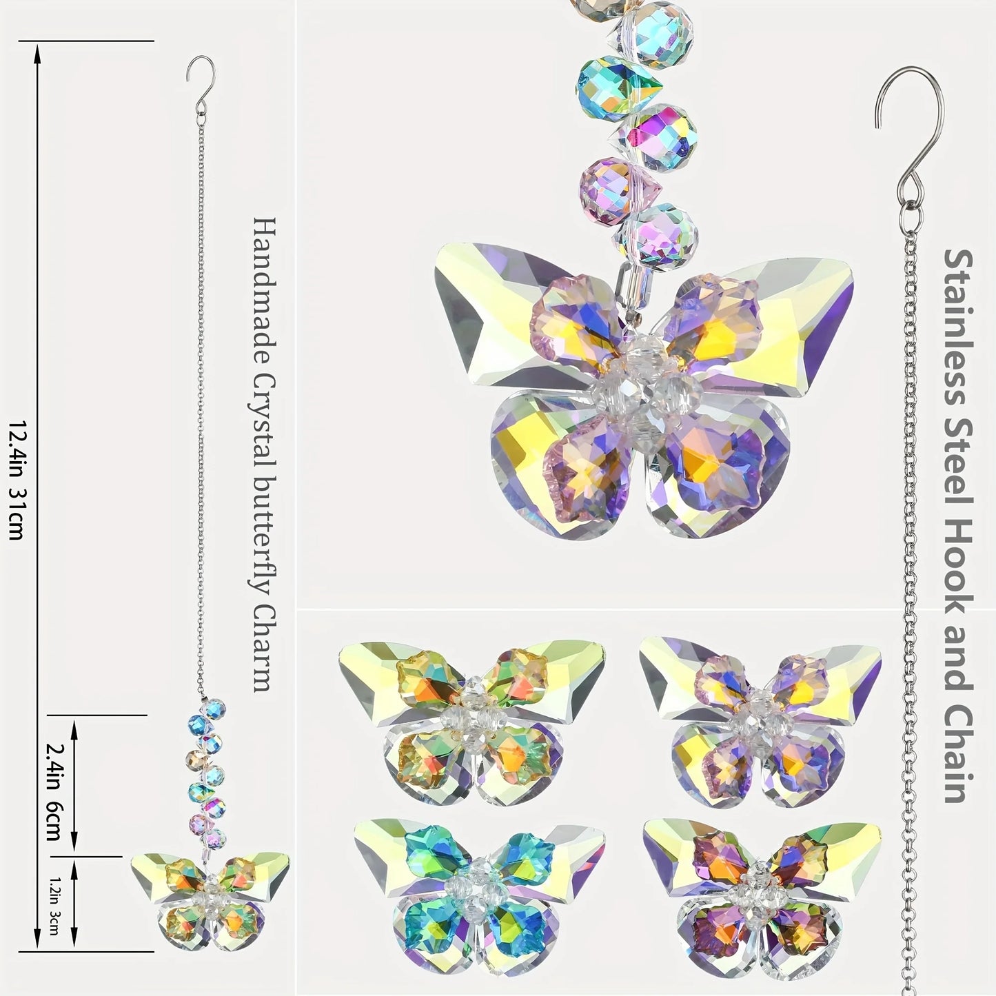 Tejesa 1/4 piece crystal butterfly sunflower hanging ornament/decoration/ rainbow maker sun catcher