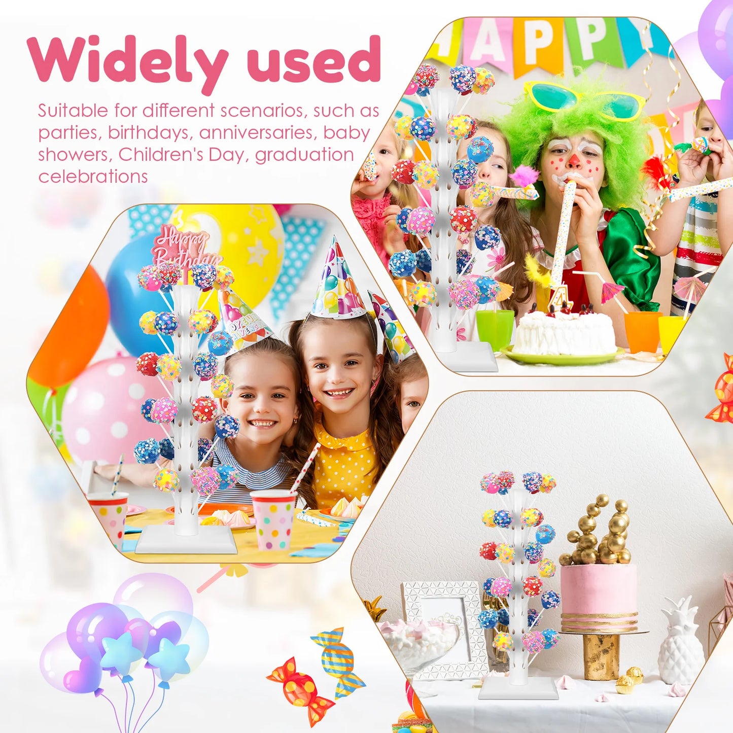 Cake Lollipop Holder Display Stand Clear Durable Candy Holder for Wedding Baptism Party Birthday Decorative Cake Dessert Stand