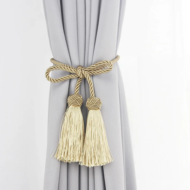 1Pair Tassel Curtain Tieback Room Accessories Curtain Buckle Holder Rope Handmade Weave Tassel Fringe Bandage Home Decoration