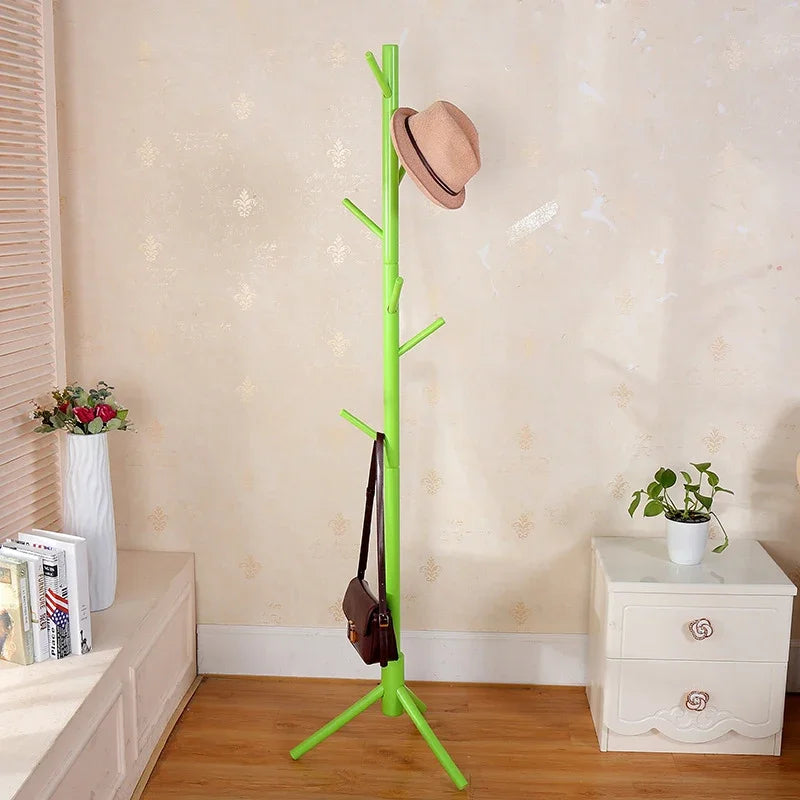Hemasa Wood Tree Coat Rack  Floor Hanging Clothes Rack Clothes Rack Bedroom Hat Stand Home Furniture Drying Rack With 8 Hooks