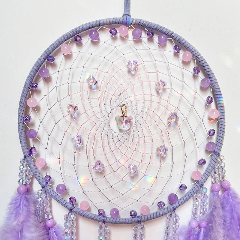Hemasa Dream Catcher Hand-woven Colorful Feathers Wind Chimes Wall Hangings For Living Room Bedroom Creative Birthday Festival Gifts