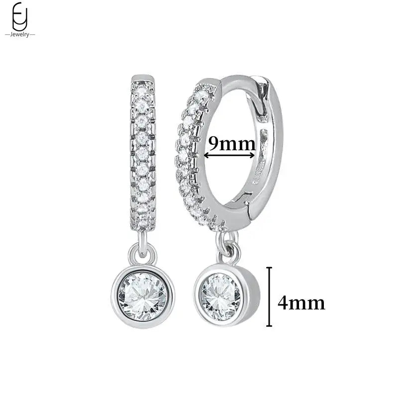 Hemasa 925 Sterling Silver Ear Buckles Fashion Hoop Earrings /White Crystal Luxury Women's Earrings Wedding Women's Jewelry Premium Gift