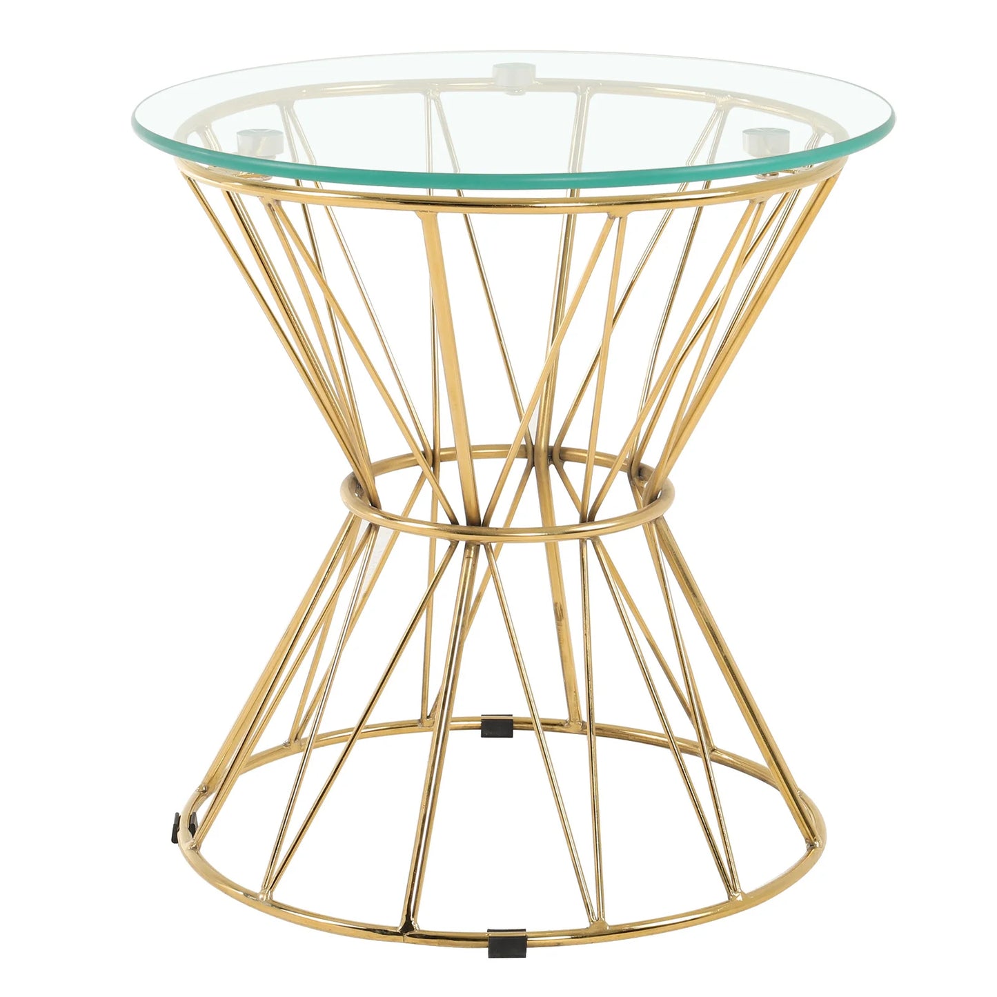 Modern Round Tempered Glass Side Table Steel Leg,Gold
