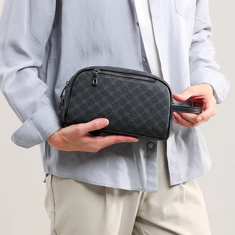 Fashion Printing Men's Bag Handbag High Quality PU Leather Clutch Bags Money Purse For Men Wasit Strap Wallets Man Pouch Bolsos