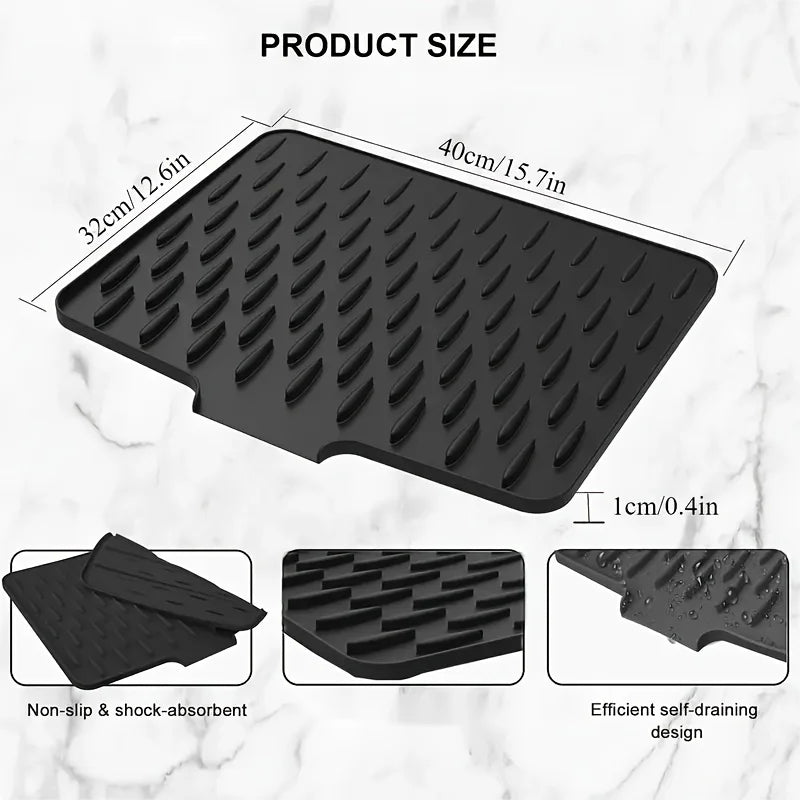 Tejesa Large Kitchen Sink & Dish Drying Rack - Non-Slip Silicone Drainage Board, Easy-Clean Surface, Raised Edges for Spill Prevention