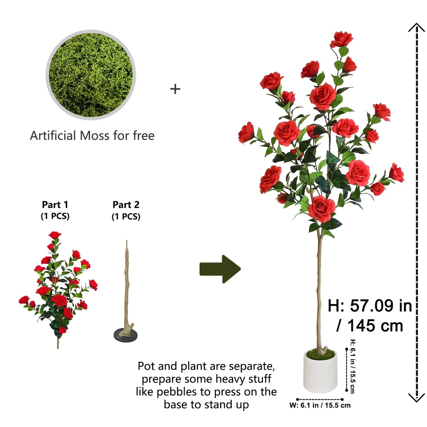 145-170cm New Artificial Rose Tree indoor house ornament fake plant for wedding home garden living room decor Christmas outdoor
