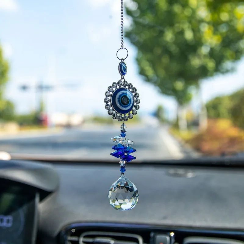 Demon's Turk Evil Eye Crystal Sun Catcher Lighting Pendant Light and Shadow Wind Chimes Rainbow Garden Hanging Home Decoration