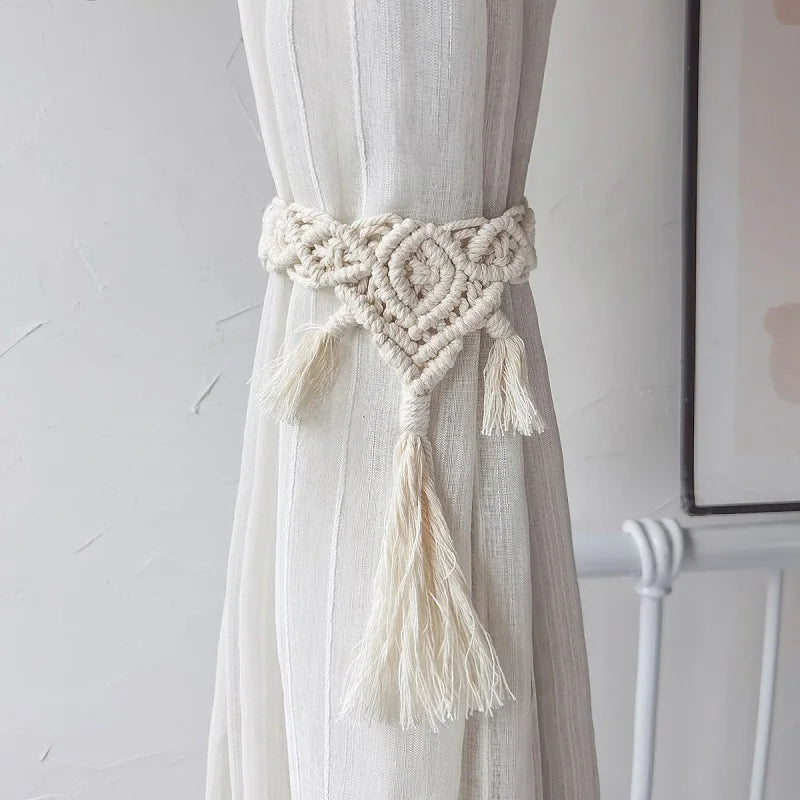 Bohemian Style Hand-woven Curtain Tie Rope With Beadfringe Farmhouse Decorative Pendant Curtain Tassel Strap Room Decor